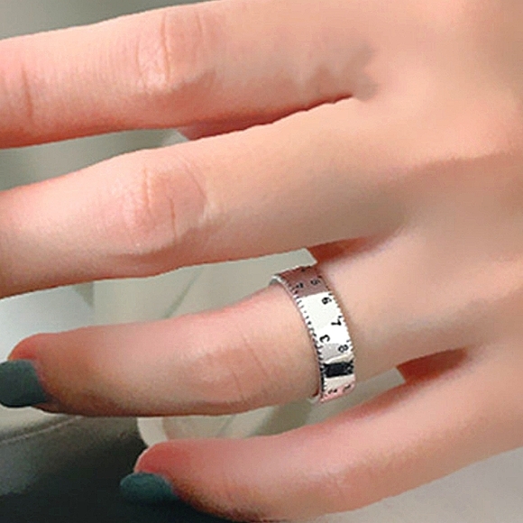 Ruler Design Sterling Silver Matching Bangle Cuff Bracelet Ring Set - Picture 11 of 11